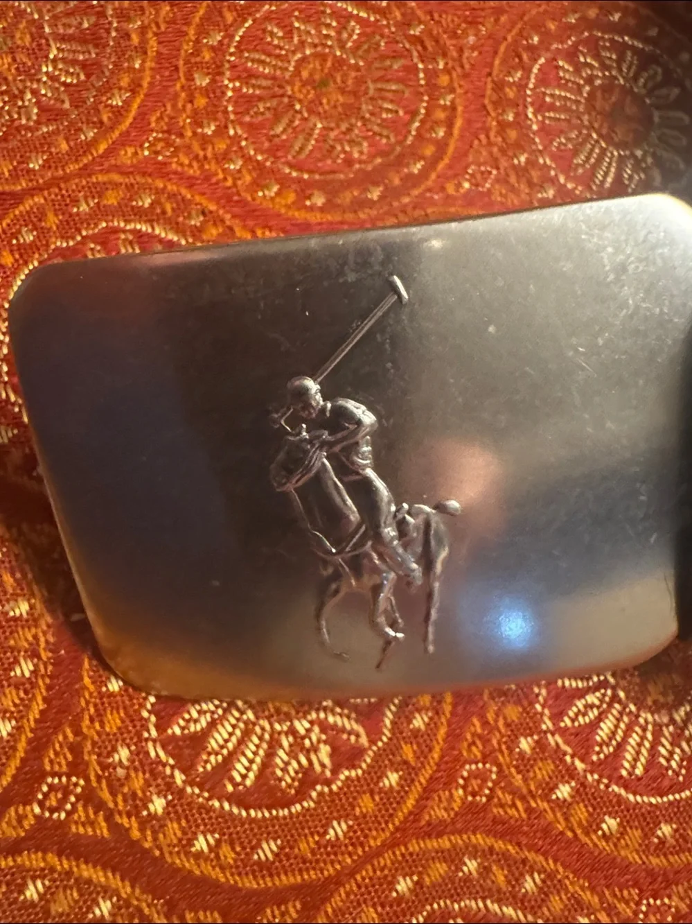 Polo by Ralph Lauren Black Leather Belt with Silver Polo Rider Buckle